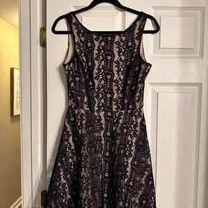 Elegant Navy Blue Lace Dress